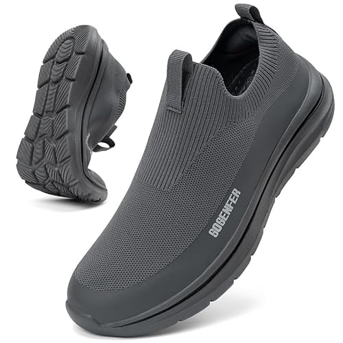 Sosenfer Herren Slip On Sneaker Ohne Schnürsenkel Schuhe Sportschuhe Turnschuhe Laufschuhe Atmungsaktiv rutschfeste Schuhe -HUIDIHUI-43 von Sosenfer