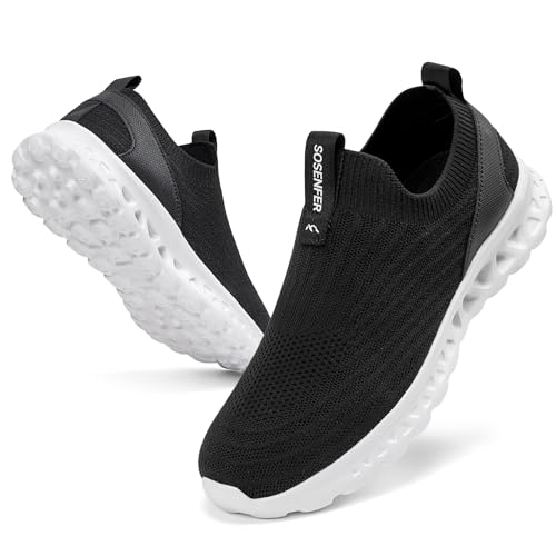 Sosenfer Herren Slip on Sneakers ohne Schnuersenkel Schuhe Mesh Atmungsaktiv Freizeitschuhe Sportschuhe Leichtgewicht Walking Turnschuhe Casual Sneaker-HEISE-44XIN von Sosenfer