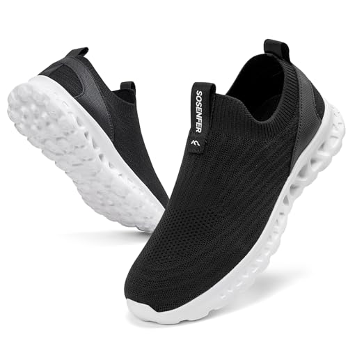 Sosenfer Herren Slip on Sneakers ohne Schnuersenkel Schuhe Mesh Atmungsaktiv Freizeitschuhe Sportschuhe Leichtgewicht Walking Turnschuhe Casual Sneaker-HEISE-46 von Sosenfer