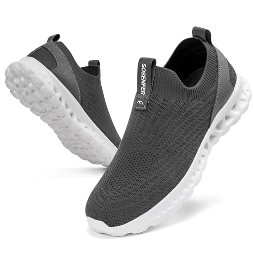 Sosenfer Herren Slip on Sneakers ohne Schnuersenkel Schuhe Mesh Atmungsaktiv Freizeitschuhe Sportschuhe Leichtgewicht Walking Turnschuhe Casual Sneaker-SHENHUI-46 von Sosenfer