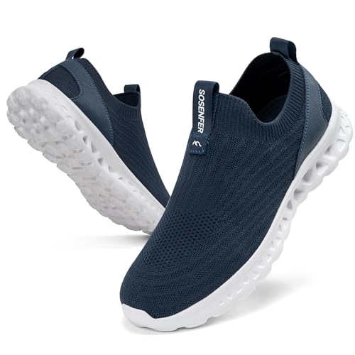 Sosenfer Herren Slip on Sneakers ohne Schnuersenkel Schuhe Mesh Atmungsaktiv Freizeitschuhe Sportschuhe Leichtgewicht Walking Turnschuhe Casual Sneaker-SHENLAN-39 von Sosenfer