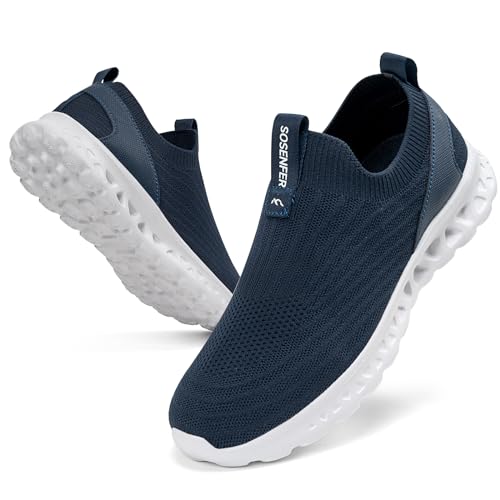 Sosenfer Herren Slip on Sneakers ohne Schnuersenkel Schuhe Mesh Atmungsaktiv Freizeitschuhe Sportschuhe Leichtgewicht Walking Turnschuhe Casual Sneaker-SHENLAN-45 von Sosenfer