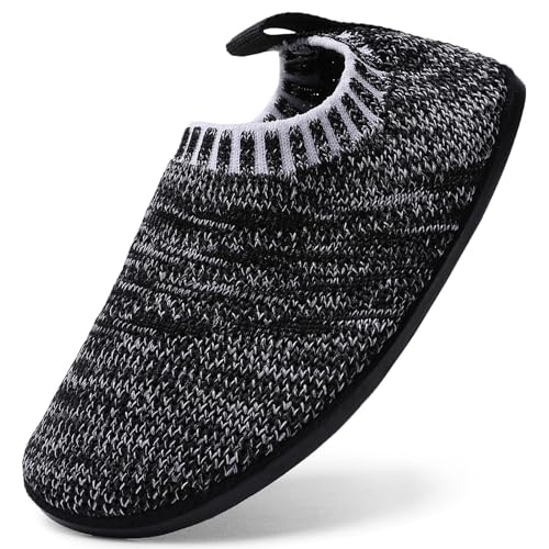 Sosenfer Kinder Hausschuhe Warme mädchen Junge Atmungsaktive rutschfeste Barfussschuhe Lightweight Pantoffeln für Kleinkinder Cozy Schuhe Unisex Schwarzgrau-26 von Sosenfer