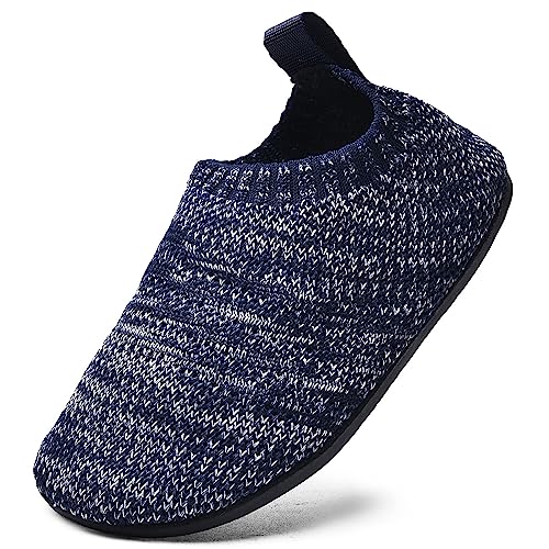 Sosenfer Kinder Hausschuhe Warme mädchen junge Atmungsaktive rutschfeste Barfussschuhe Lightweight Pantoffeln für Kleinkinder cozy Schuhe Unisex Blaugrau-34 von Sosenfer