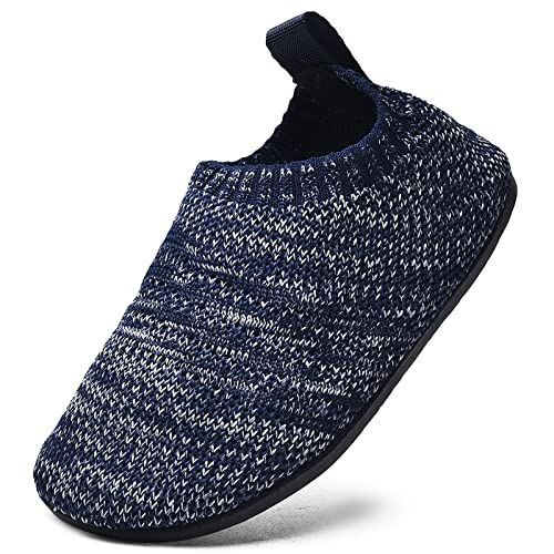 Sosenfer Kinder Hausschuhe Warme mädchen junge Atmungsaktive rutschfeste Barfussschuhe Lightweight Pantoffeln für Kleinkinder cozy Schuhe Unisex Blaugrau-26 von Sosenfer