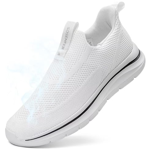 Sosenfer Schuhe Herren Slip On Sneaker Fitness Turnschuhe Atmungsaktiv Ohne Schnürsenkel Walkingschuhe Hand-Free Freizeit Schlupfschuhe für Gym-BAISE-43 von Sosenfer