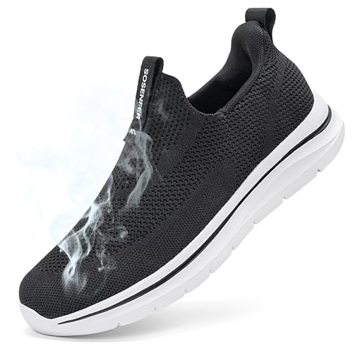 Sosenfer Schuhe Herren Slip On Sneaker Fitness Turnschuhe Atmungsaktiv Ohne Schnürsenkel Walkingschuhe Hand-Free Freizeit Schlupfschuhe für Gym-HEISE-39 von Sosenfer