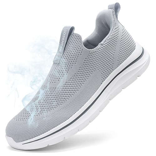 Sosenfer Schuhe Herren Slip On Sneaker Fitness Turnschuhe Atmungsaktiv Ohne Schnürsenkel Walkingschuhe Hand-Free Freizeit Schlupfschuhe für Gym-QIANHUI-40 von Sosenfer