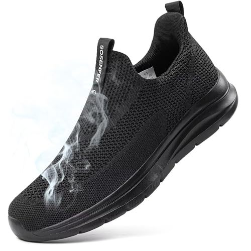 Sosenfer Schuhe Herren Slip On Sneaker Fitness Turnschuhe Atmungsaktiv Ohne Schnürsenkel Walkingschuhe Hand-Free Freizeit Schlupfschuhe für Gym-QUANHEI-43 von Sosenfer
