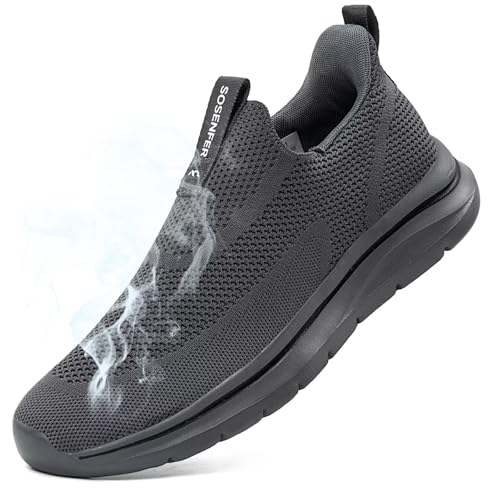 Sosenfer Schuhe Herren Slip On Sneaker Fitness Turnschuhe Atmungsaktiv Ohne Schnürsenkel Walkingschuhe Hand-Free Freizeit Schlupfschuhe für Gym-SHENHUI-43 von Sosenfer