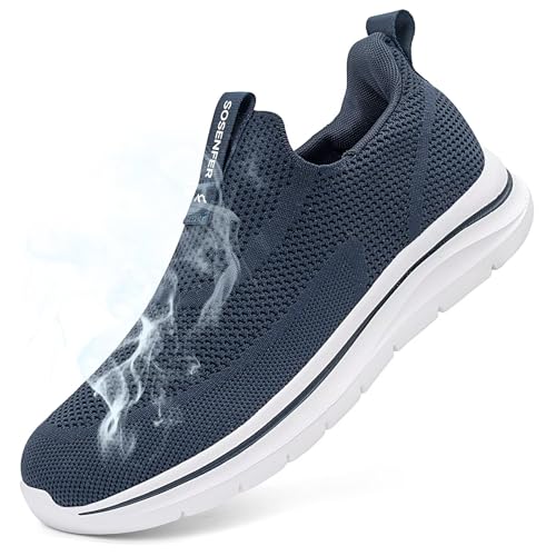 Sosenfer Schuhe Herren Slip On Sneaker Fitness Turnschuhe Atmungsaktiv Ohne Schnürsenkel Walkingschuhe Hand-Free Freizeit Schlupfschuhe für Gym-SHLAN-42 von Sosenfer