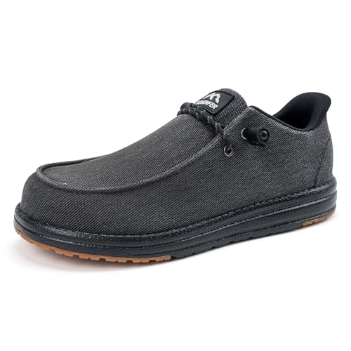 Sosenfer Sicherheitsschuhe Herren Arbeitsschuhe Herren - Leicht Atmungsaktiv Stahlkappenschuhe Loafer mit Stahlkappe rutschfest Schutzschuhe Anti-Smashing Dämpfung Bequeme Schnürsenkel-HEISE-47 von Sosenfer