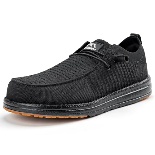 Sosenfer Sicherheitsschuhe Herren Arbeitsschuhe Herren - Leicht Atmungsaktiv rutschfest Stahlkappenschuhe mit Stahlkappe Schutzschuhe Anti-Smashing Dämpfung Bequeme Loafer Schnürsenkel-HEISE-46 von Sosenfer