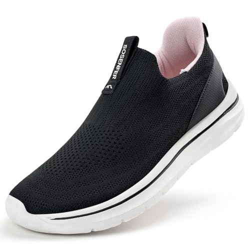 Sosenfer Slip On Sneaker Damen Hands Free Atmungsaktiv Turnschuhe Leicht Mesh Sportschuhe Walkingschuhe Bequme Schlupfschuhe für Gym Fitness HEIBAI-39 von Sosenfer