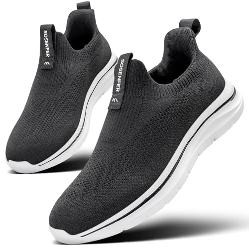 Sosenfer Slip on Sneaker Herren Atmungsaktive Schuhe ohne Schnürsenkel Turnschuhe Bequem Casual Sportschuhe Leicht Gym Walkingschuhe für Herren-HEISE-40 von Sosenfer