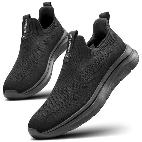 Sosenfer Slip on Sneaker Herren Atmungsaktive Schuhe ohne Schnürsenkel Turnschuhe Bequem Casual Sportschuhe Leicht Gym Walkingschuhe für Herren-HEISE-HUIDI-42 von Sosenfer