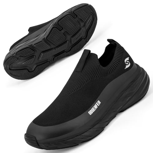 Sosenfer Slip on Sneaker Herren Sportschuhe ohne Schnürsenkel Turnschuhe Herren leicht und bequem Laufschuhe Outdoor Freizeitschuhe rutschfeste Gym Joggingschuhe-HEISE-41 von Sosenfer