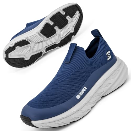 Sosenfer Slip on Sneaker Herren Sportschuhe ohne Schnürsenkel Turnschuhe Herren leicht und bequem Laufschuhe Outdoor Freizeitschuhe rutschfeste Gym Joggingschuhe-SHLAN-45XIN von Sosenfer