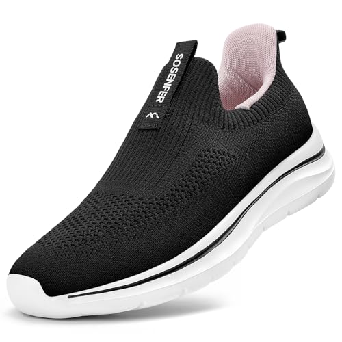 Slip On Sneaker Damen | Schuhe zum Reinschlüpfen ohne Schnürsenkel | Elastischer Bund & Leichte Sohle | Bequeme Freizeitschuhe für Büro/Reise-HEISE-37 von Sosenfer
