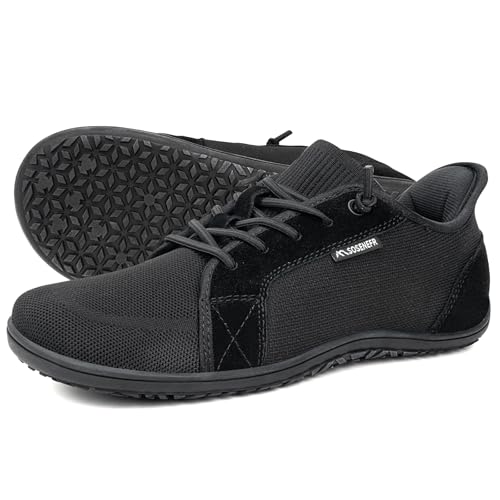 Sosenfer Unisex Barfußschuhe Damen Herren Breite Barfuss Schuhe Minimalistische Leicht Sneaker Atmungsaktiv Slip On Walkingschuhe mit Weit Zehenbox Zero-Drop Sohlen-QUANHEI-43 von Sosenfer