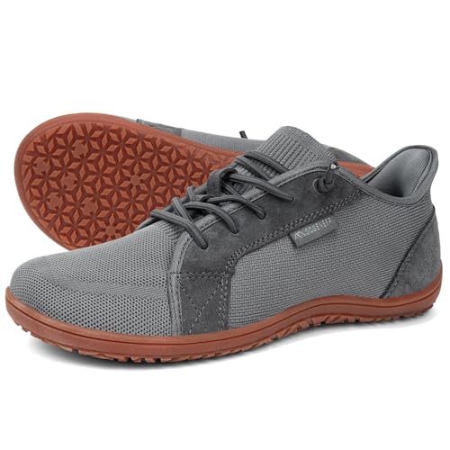 Sosenfer Unisex Barfußschuhe Damen Herren Breite Barfuss Schuhe Minimalistische Leicht Sneaker Atmungsaktiv Slip On Walkingschuhe mit Weit Zehenbox Zero-Drop Sohlen-SHENHUI-40 von Sosenfer
