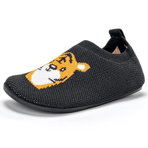 Sosenfer kinder Tier hausschuhe Warme mädchen junge rutschfeste barfussschuhe Tiger Pantoffeln für kleinkinder cozy slipper unisex Schwarz-23 von Sosenfer