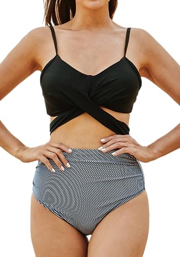 Sosila Damen Bikini Set Bademode Tankini ohne Bügel, Push Up Effekt von Sosila