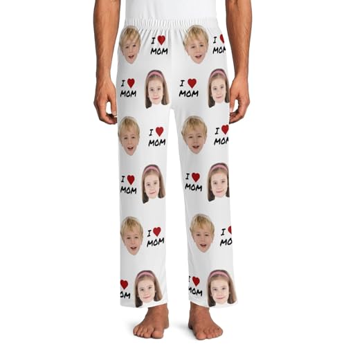 SosnSusn Personalisierte Pyjamahose Herren Lang mit Foto Individueller Gesichts Pyjama Hose Herren Frau Personalisierte Foto Geschenke Schlafanzughose Familienpyjamas Geburtstags Valentinstag von SosnSusn