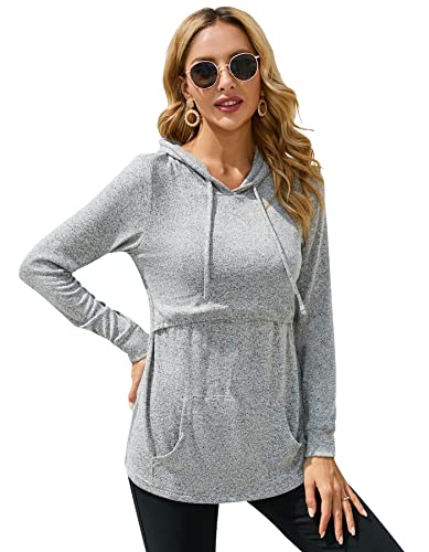 Sosolism Damen Stillhoodies Umstandsmode Stilltops Langarm Schwangerschaftssweatshirt von Sosolism