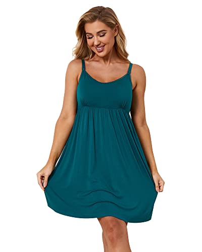 Sosolism Still Nachthemd Damen Sommer Ärmellos Umstandsnachthemd Nachthemd Spaghettiträger Nachthemd mit Stillfunktion Grün, X-Groß von Sosolism