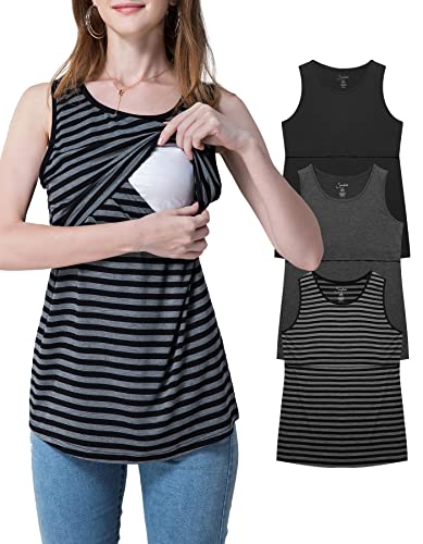 Sosolism Rayon Still-Tanktop zum Stillen, ärmellos, Schwangerschaftsweste, Schwangerschaftskleidung, 3 Stück von Sosolism