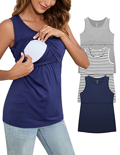 Sosolism Rayon Still-Tanktop zum Stillen, ärmellos, Schwangerschaftsweste, Schwangerschaftskleidung, 3 Stück von Sosolism