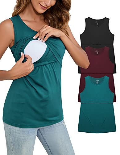 Sosolism Rayon Still-Tanktop zum Stillen, ärmellos, Schwangerschaftsweste, Schwangerschaftskleidung, 3 Stück von Sosolism