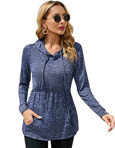 Sosolism Stillpullover Langarm Still Oberteil Winter Stillmode Lose Bequem Stilltops Freizeit Schwangerschaft Sweatshirt mit Tasche Dunkelblau, Mittel von Sosolism