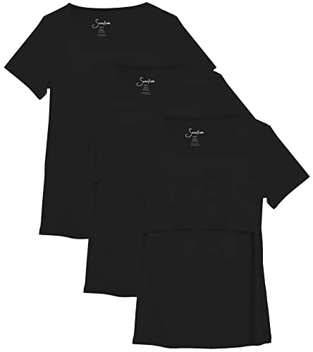 Sosolism 3 Pack Damen Stillentops Kurzarm Still-Shirts Mutterschaft Nursing T-Shirts Umstandsmode Schwangerschaftskleidung Sommer Lässig Kleidung,Schwarz/Schwarz/Schwarz,L von Sosolism