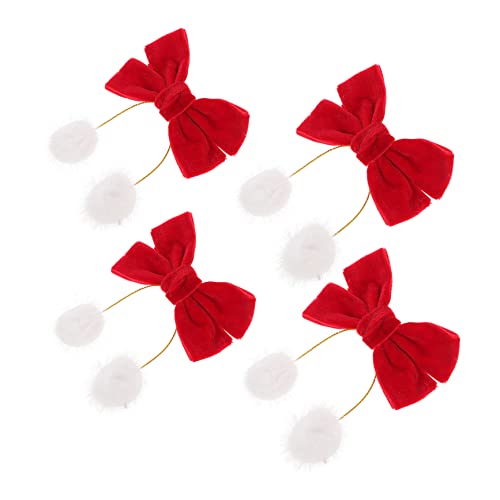 4 Stück Chinesischer Haarspangen mit Schleifen Fellbällen für Süße Haarschmuck Accessoires für Partys von Sosoport