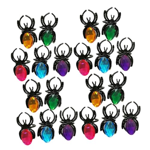 Sosoport 1 Satz Halloween Spinnenringe Mit Fake Gem Charme Plastikringe Für Halloween Partys Grusel Dekorationen Und Mitgebsel Für Erwachsene Zubehör 20 Stück von Sosoport