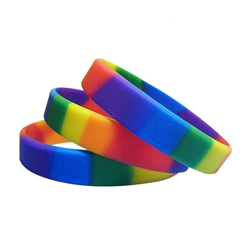 Sosoport 10St Regenbogen-Armband Armband für Kinder Homosexuell gummi armbänder Regenbogen-Gummiarmbänder LGBT zubehör einhandzwinge Regenbogen Silikonarmbänder Silikonarmband leer Handring von Sosoport