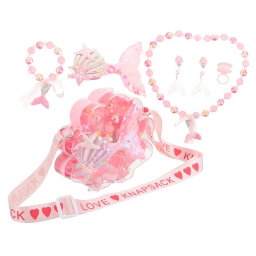 Sosoport Junge Mädchen Schmuck Mit Cartoon Meerjungfrau Ohrringen Haarclips Halskette Armband Ring Für Kleine Mädchen Für Partys Und Alltagskostüme von Sosoport