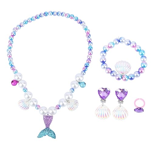 Sosoport 1Satz Süßes Meerjungfrau Schmuckset für Teiliges Perlenset mit Halskette Armband Ring und Ohrringen Perfektes Accessoire für Partys und Geburtstagsgeschenke Farbe Sosoport 1Satz Süßes Meerjungfrau Schmuckset für Teiliges Perlenset mit Halskette Armband Ring und Ohrringen Perfektes Accessoire für Partys und Geburtstagsgeschenke Farbe von Sosoport