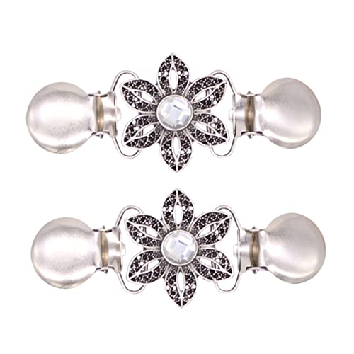 Sosoport 2 Stück Damen Kleidung Clips Retro Strickjacke Clips mit Kristall Schal für Frauen Accessoire für Cardigans und Pullover von Sosoport