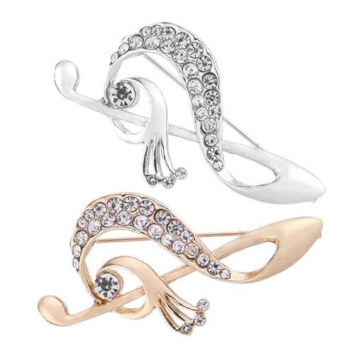 Sosoport 2 Stück Teiliges Noten Brosche für Damen Strassbesetzte Anstecknadel Musikalisches Design für Anzüge Kleider und Schals Schmuck für Besondere Anlässe von Sosoport