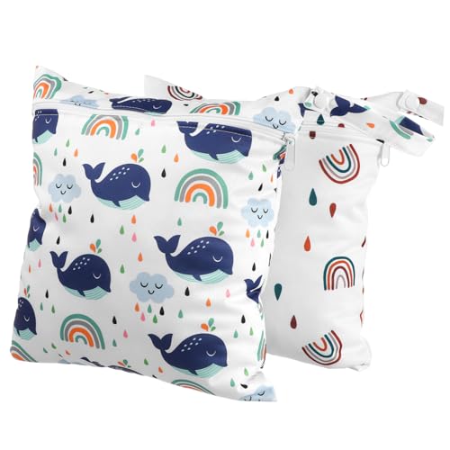 Sosoport 2stücke Wickeltasche Mit Reißverschluss wasserdichte Nasstaschen Für Junge Mädchen Cartoon-Design Für Kindertagesstätten Handschlaufe Und Waschbar Für von Sosoport