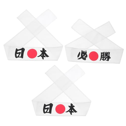 Sosoport 3 Stück Samurai Stirnbänder aus Japanische Kopfbedeckungen für Männer Verstellbar Atmungsaktiv für Sport und Traditionelle Anlässe mit Einzigartigem Design und Vielseitiger Nutzung von Sosoport