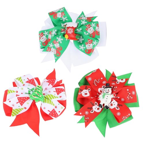 Sosoport 3Stücke Weihnachts Kopfschmuck Für Haarnadeln Mit Schleifen Grün Rot Festliche Haarspangen Für Weihnachtsdeko Für Haare von Sosoport