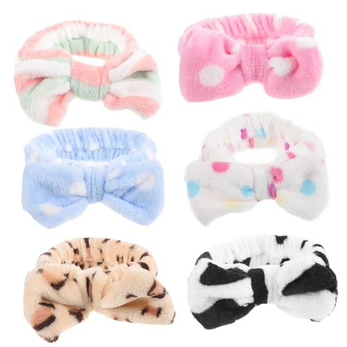 Sosoport 6stücke Wiederverwendbares Haarband Für Gesicht Waschen Mit Schleife Make-up Stirnband Für Spa Hautpflege Flauschiger Kopfschmuck Für Sport Und Alltag von Sosoport