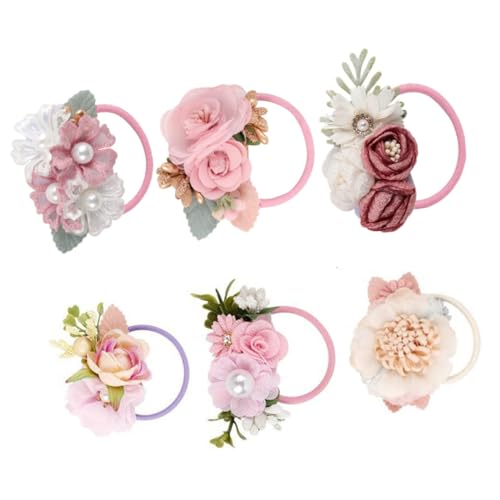 Sosoport 6stücke Blumenhaargummis Für Mädchen Elastische Haarbänder Babyhaarschmuck Kleinkindhaargummis Haarschmuck Für Kleinkindmädchen Pferdeschwanzhalter Haargummis Für Partys Und von Sosoport