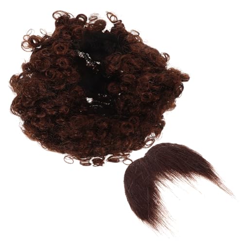 Sosoport Afro Perücke und Schnurrbart Set für Halloween Kostüme Braunes Piraten Verkleidungszubehör Wiederverwendbar und Leicht für Partys und Thematische Events von Sosoport