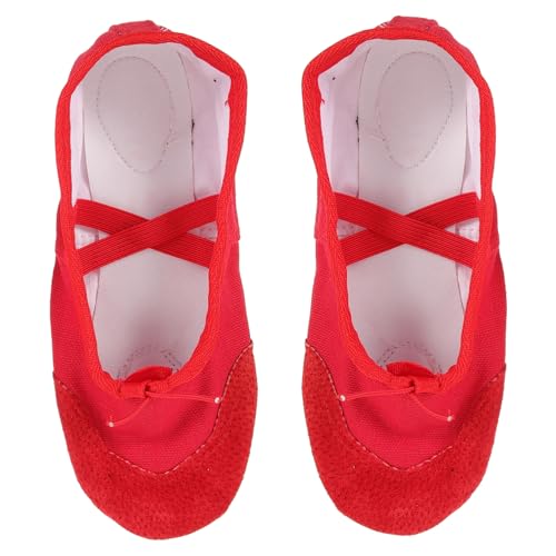 Sosoport Ballettschuhe mit Elastischem Band Glänzendes Pu Material rutschfeste Gymnastikschläppchen Weiche Sohle Vielseitige Tanzschuhe für Erwachsene für Yoga und Balletttraining von Sosoport