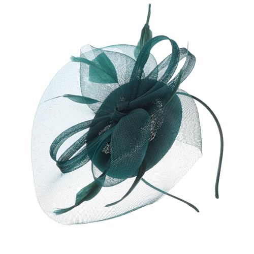 Sosoport Braut Fascinator Hut Tea Party Fascinator Stirnband Frauen Gefieder Tea Party Kopfstück mit Mesh von Sosoport